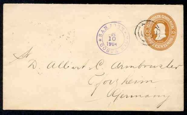 COSTA RICA 1904 STNY ENV TO GERMANY