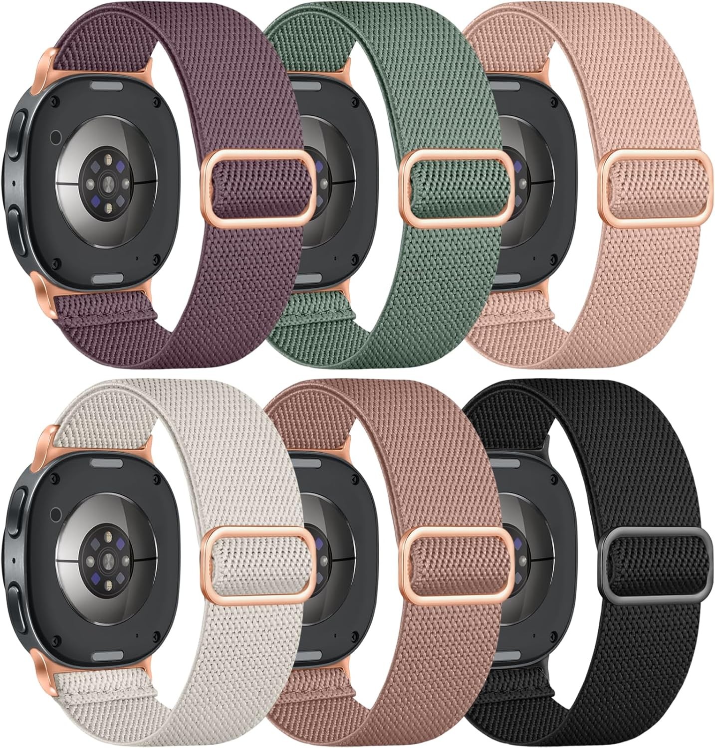 6 Pack Stretchy Nylon Strap for Samsung Galaxy Watch 8 40mm 44mm
