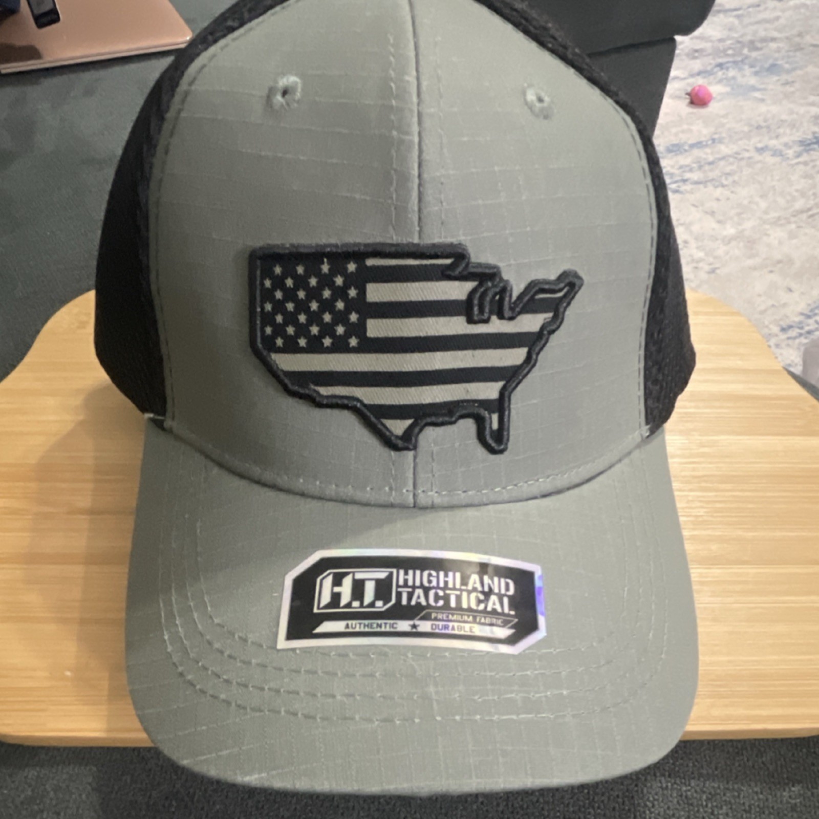 Highland Tactical Ball Cap Olive Black American Flag Patch One Size