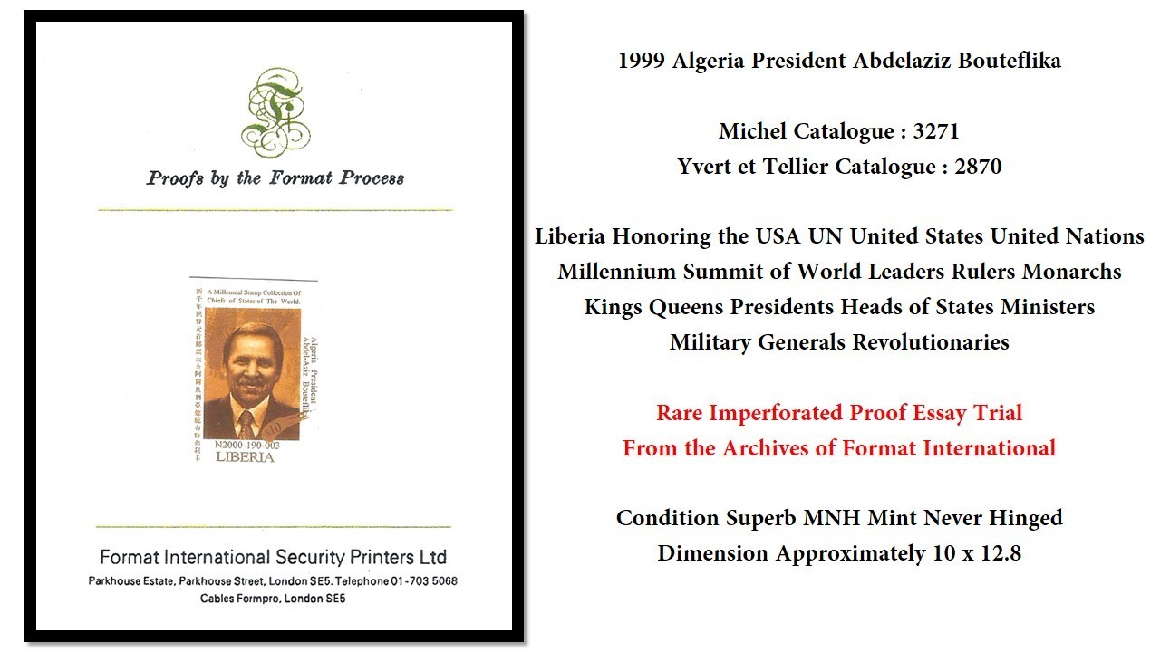 Liberia 1999 USA UN Algeria President Abdelaziz Bouteflika Proof Mi#3271 MNH