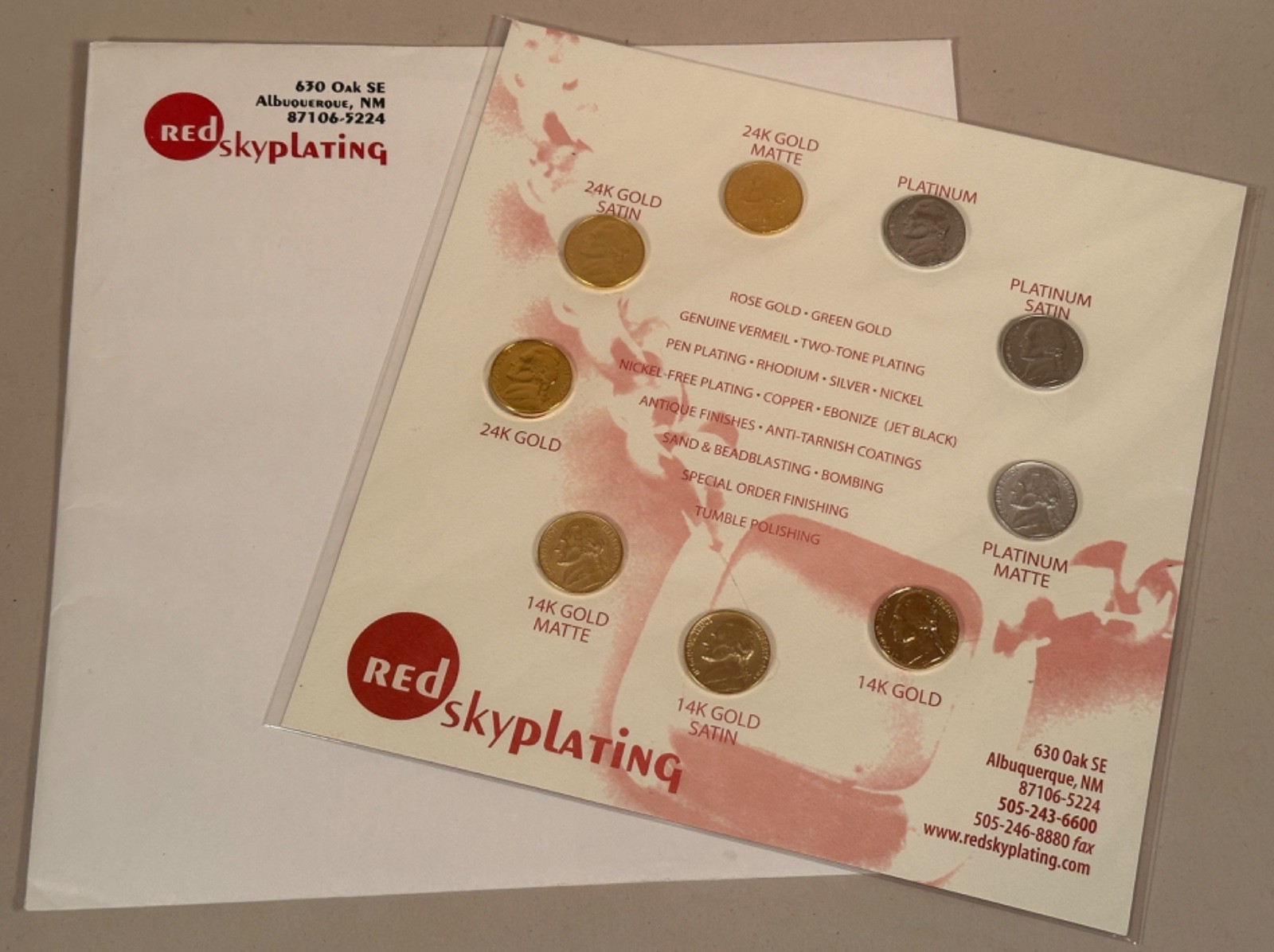 Gold & Platinum Plated Nickel Sample Set