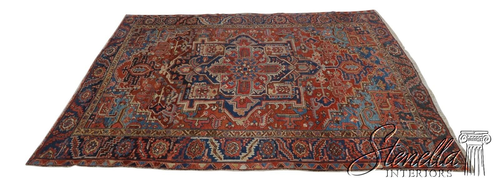 LF71692: Vintage Approx. 9 x 12 Geometric Pattern Wool Rug