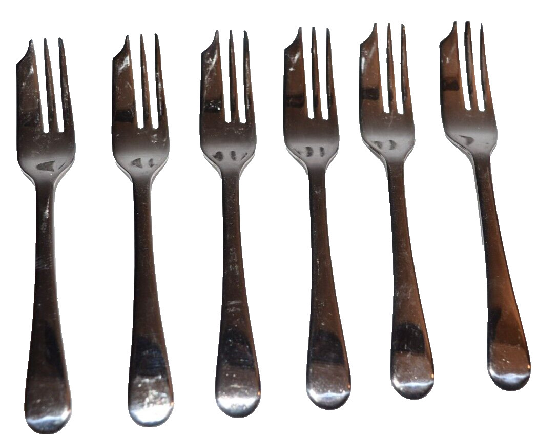 Vtg Sheffield Dessert Forks Set Silver Plated 6pc Plain design