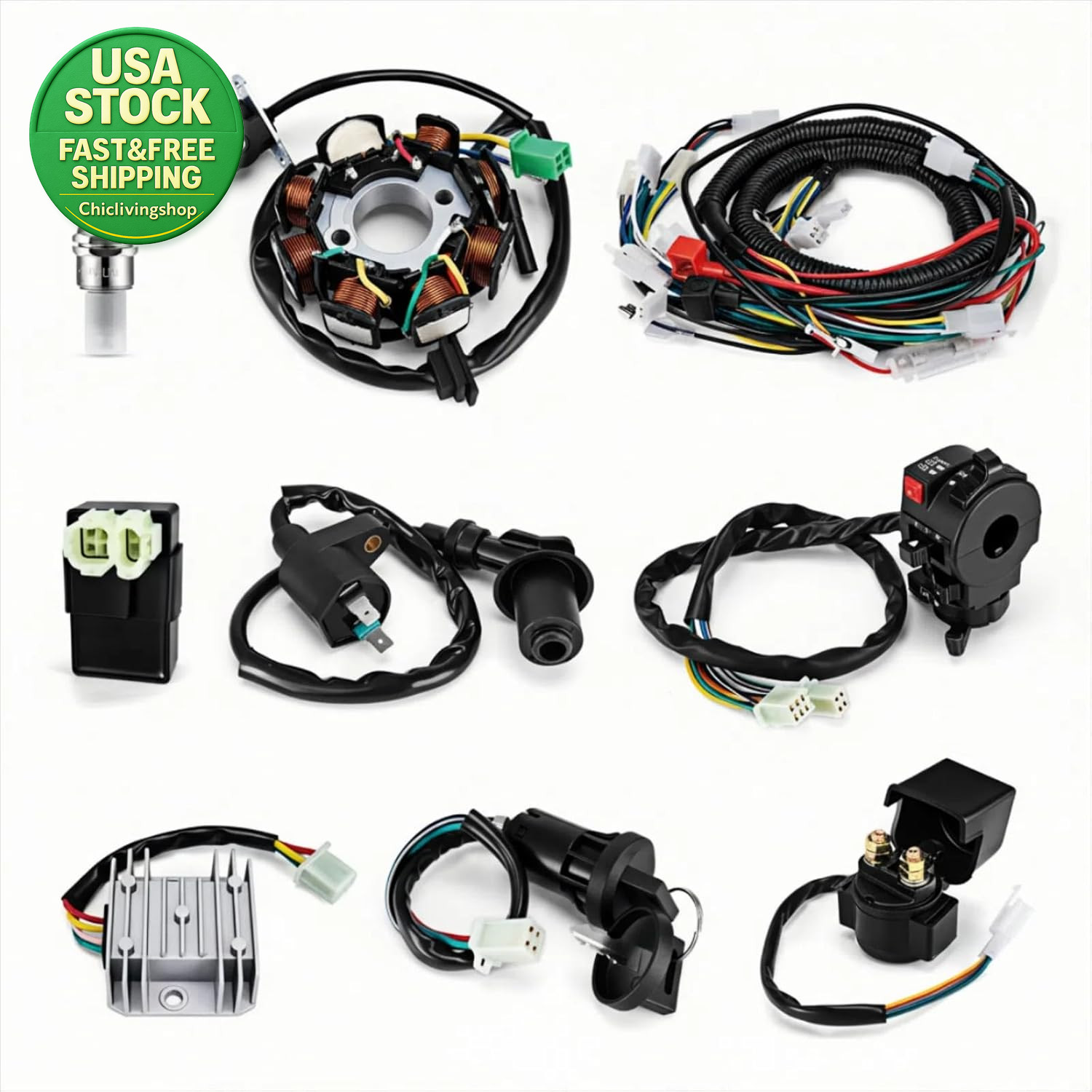 GY6 125Cc 150Cc Complete Wiring Harness Kit with CDI Stator Ignition Coil