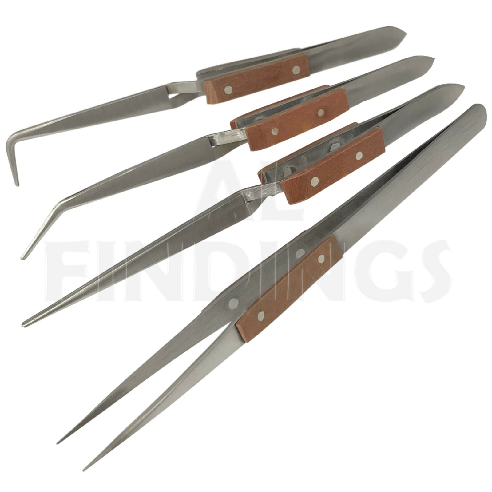 4 Angled & Straight Self Cross Locking Soldering Tweezers Watch Tweezer Tool