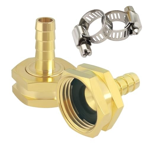 Hooshing 1/4" Barb x 3/4" GHT Female Garden Hose Adapter Barb, Brass 