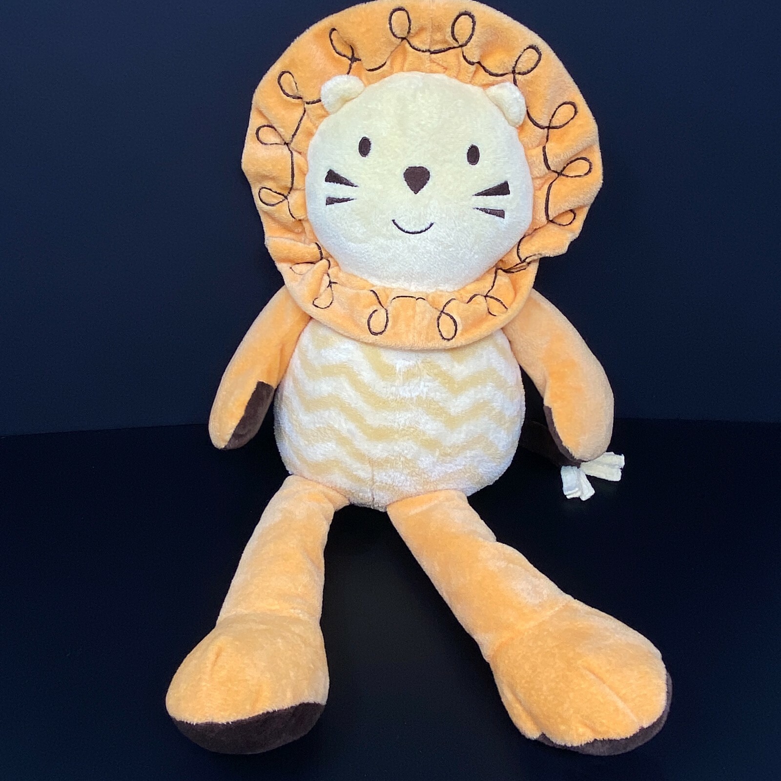 Cocalo Baby Yellow Orange Lion Plush Chevron Tummy Stuffed Animal Lovey Toy