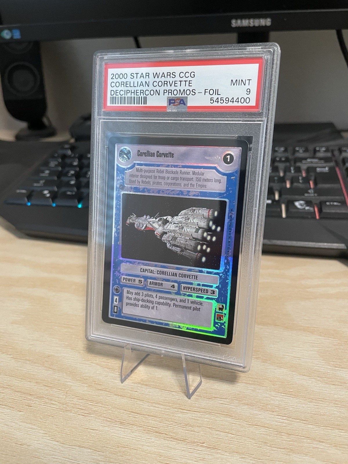 Star Wars CCG Corellian Corvette Tournament Foil Deciphercon Promo PSA 9 MINT!