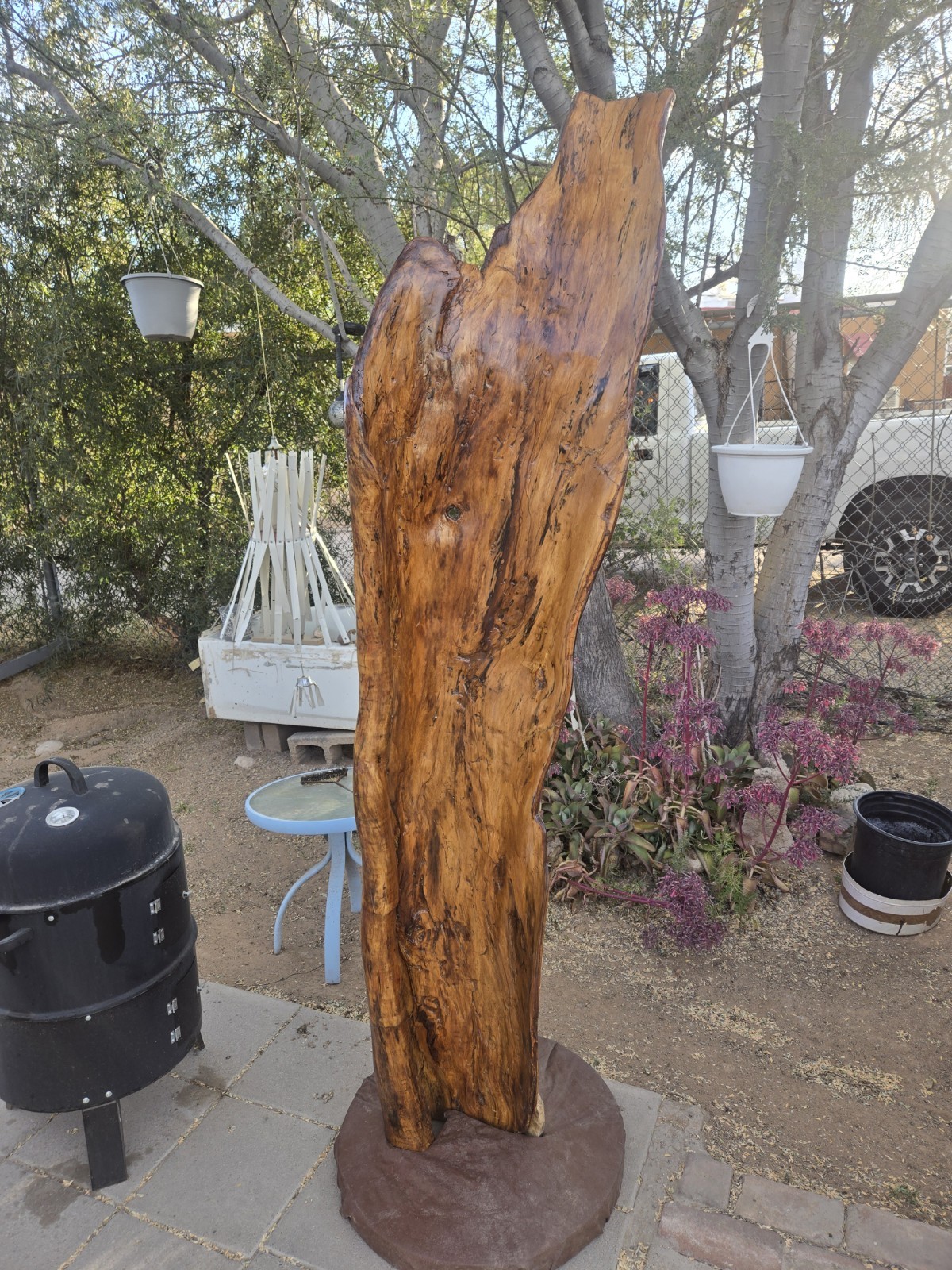 Large Live Edge Burl Wood Slab with Finished Surface and Unique Grain