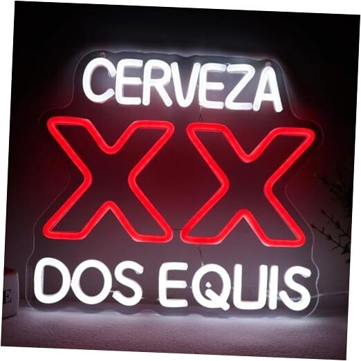 XX Beers Neon Sign Bar Neon Light Retro Wall Art Decor for Man Cave, Red-Whie