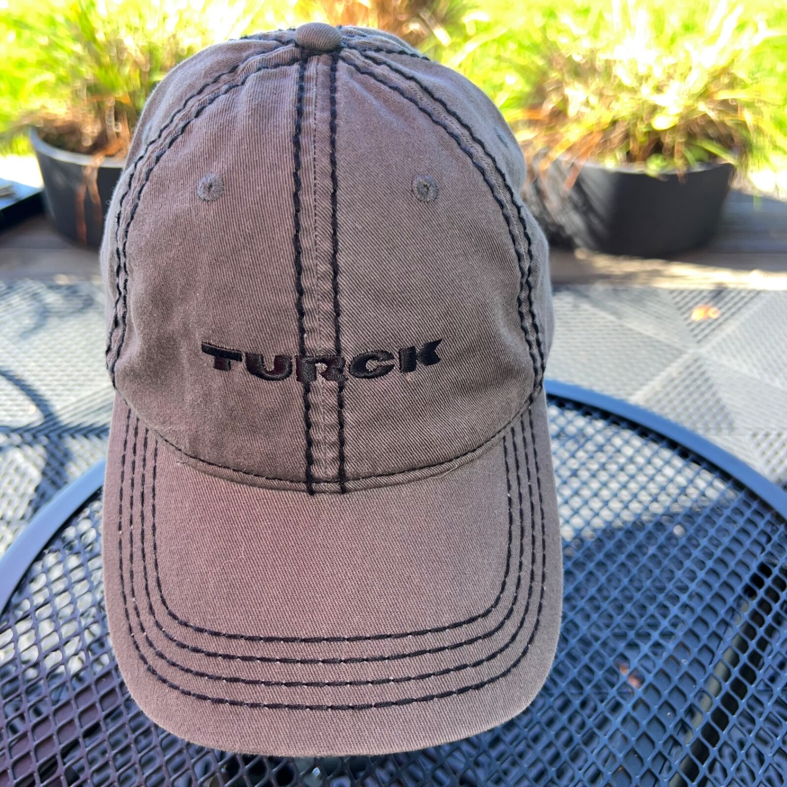TURCK Gray Cotton w Black Topstitched Cotton Hat Cap  Hook Loop Otto Brand