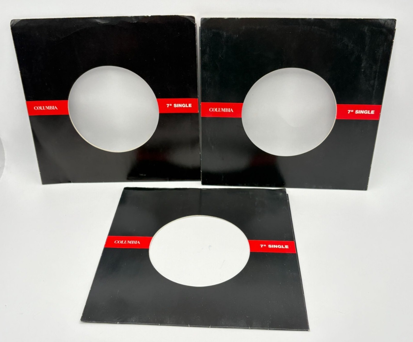 Columbia Records Company Sleeves 45 RPM Lot of 3 Black Red Glossy Cardstock