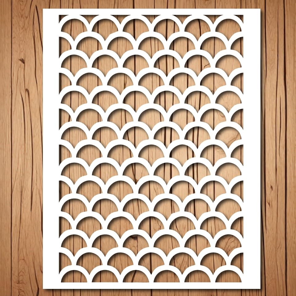 Dragon Scale Stencil | Reusable Fish Mermaid Scanel 8.5" x 11", White 