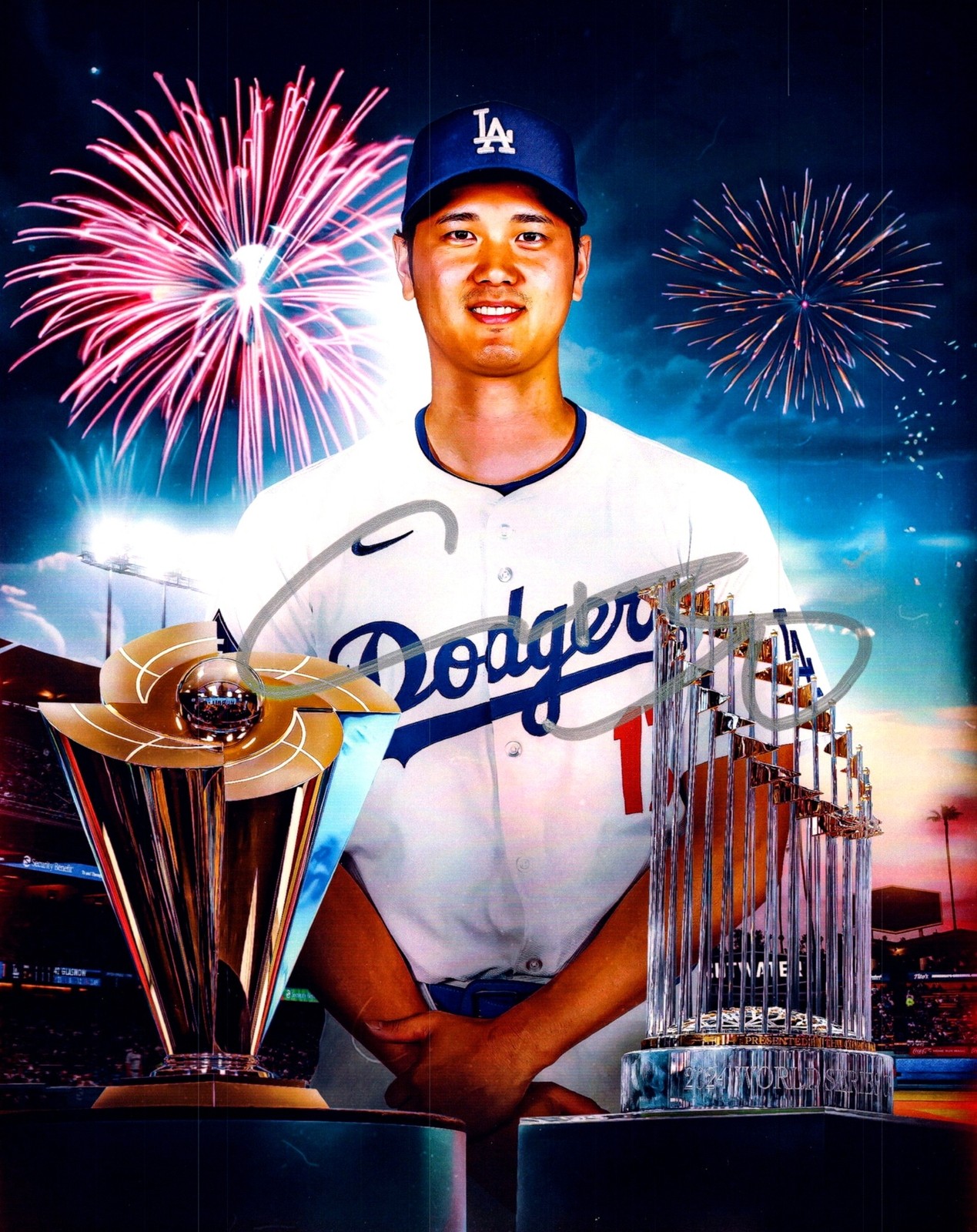 Shohei Ohtani Trophy Celebration Signed Autographed Photo Authentic 8X10 COA