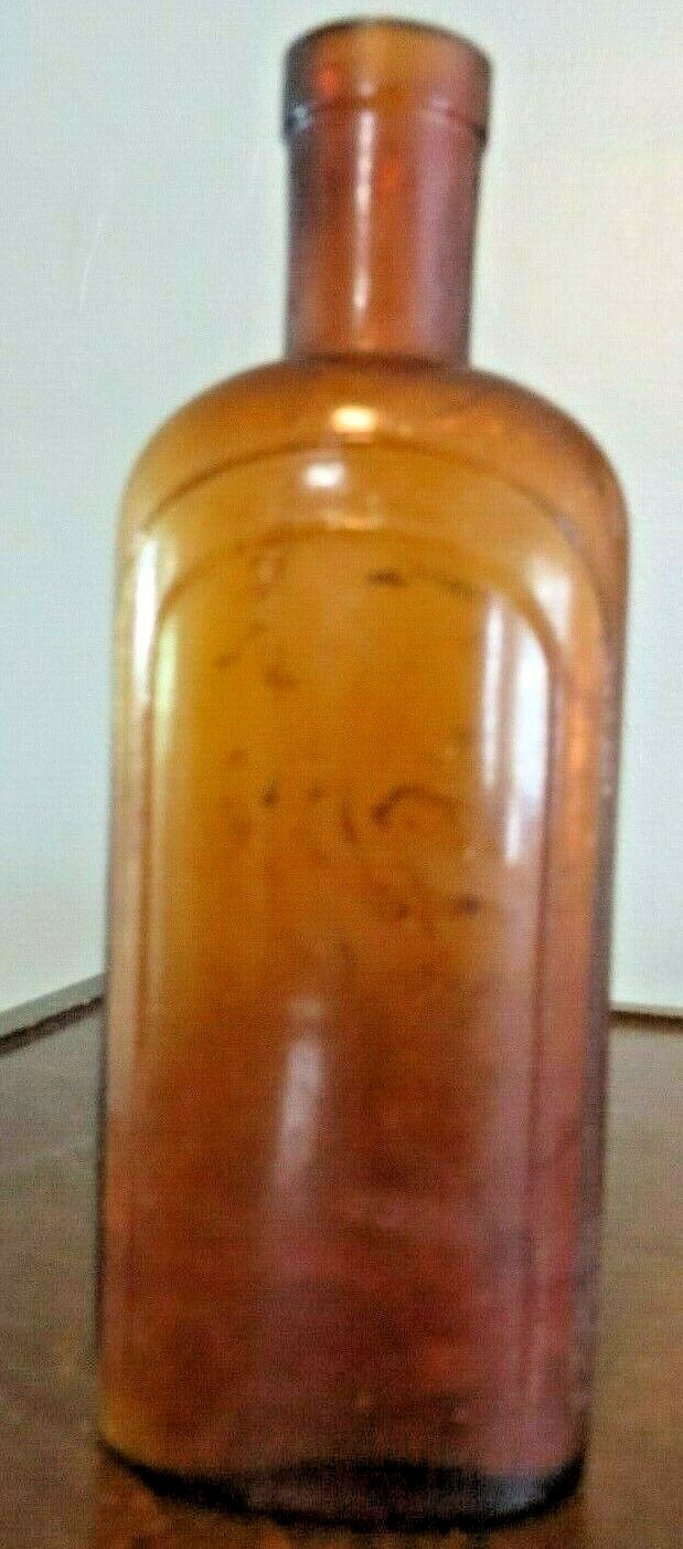 L.B.C. BROWN ANTIQUE AMBER BROWN BOTTLE RAISED DESIGN 249B RARE GLASS
