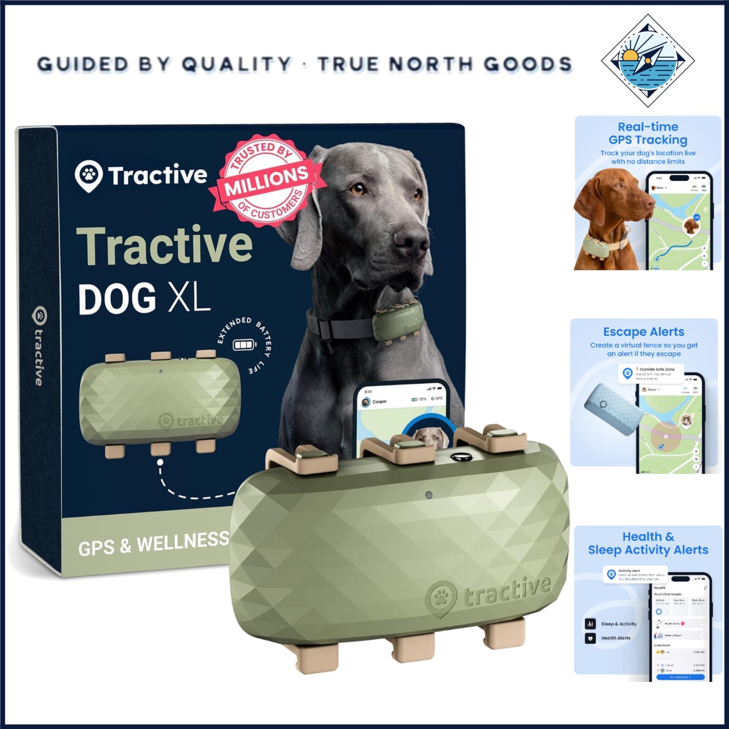 XL Pet Tracker with Virtual Fence & Vital Signs  Monitoring - Green