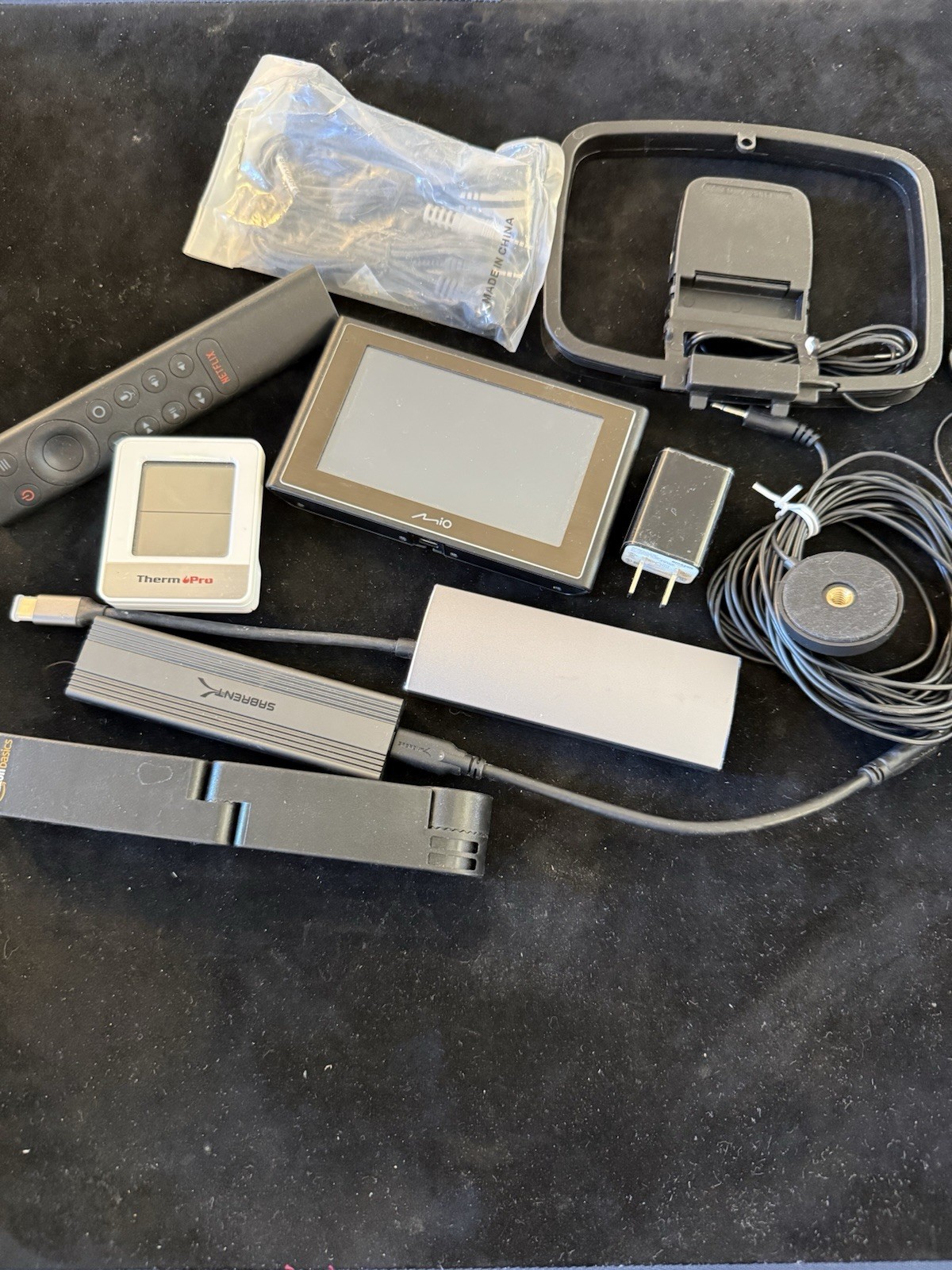 Electronics Lot Mio N179 GPS ThermoPro Sabrent USB Hub Remote Untested