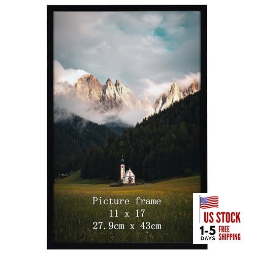  Picture Frame 11 by 17 Thin Poster Photo Frame for Wall Display, 11x17 Black