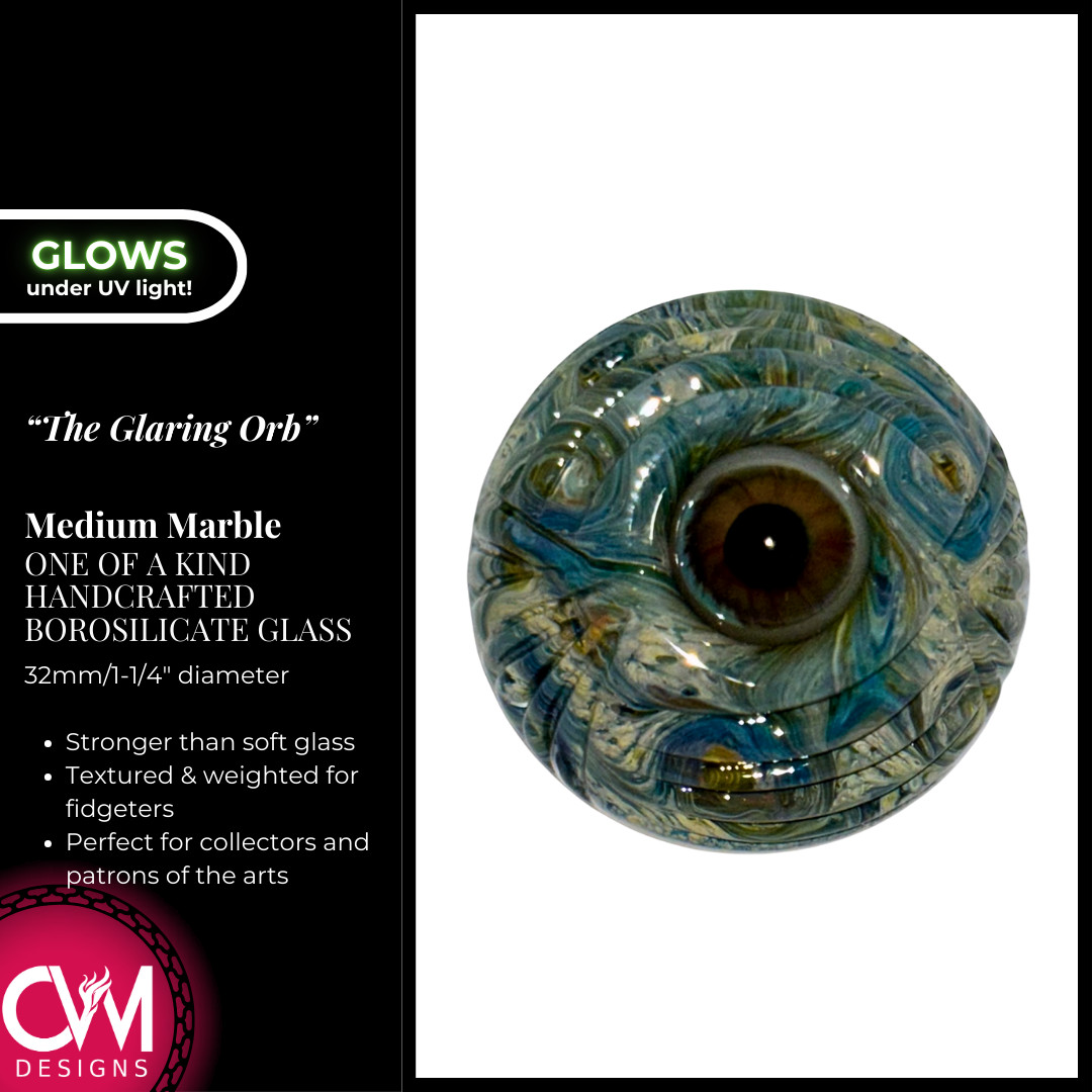 CW UV Glass Marble - 32mm handmade contemporary art lampwork decor sculpture