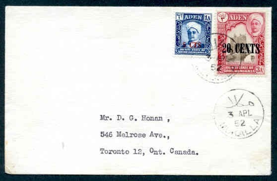 ADEN 1952 MUKALLA TO CANADA