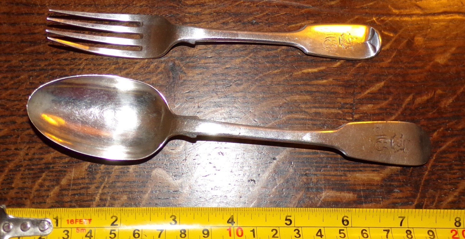 2 Antique Scarce Irish Silver Dublin 1809 Ireland 1862 spoon Fork  86.2 grams
