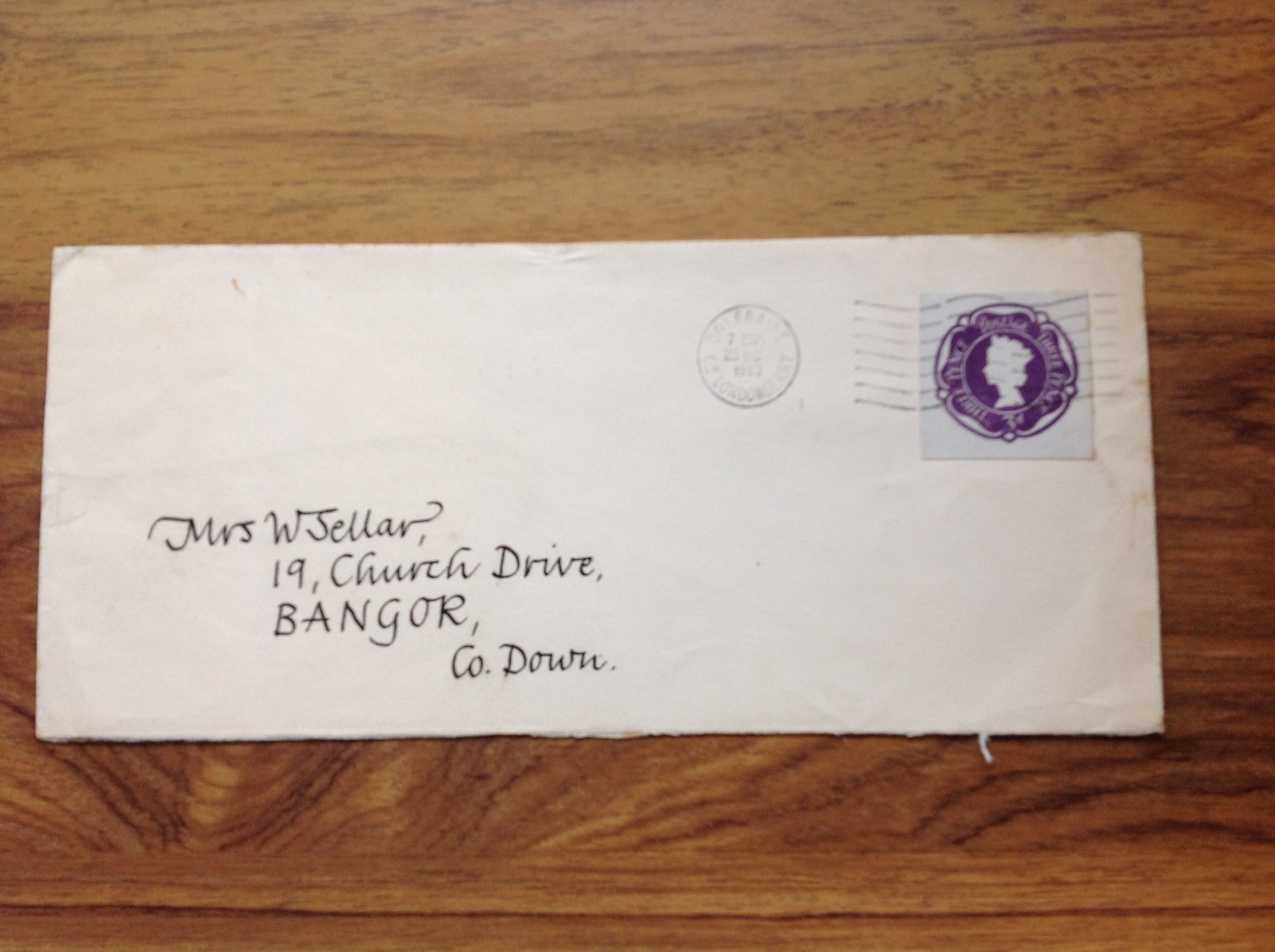 GB QE2  embossed Three Pence stamped Envelope with pmk. Free UK Postage