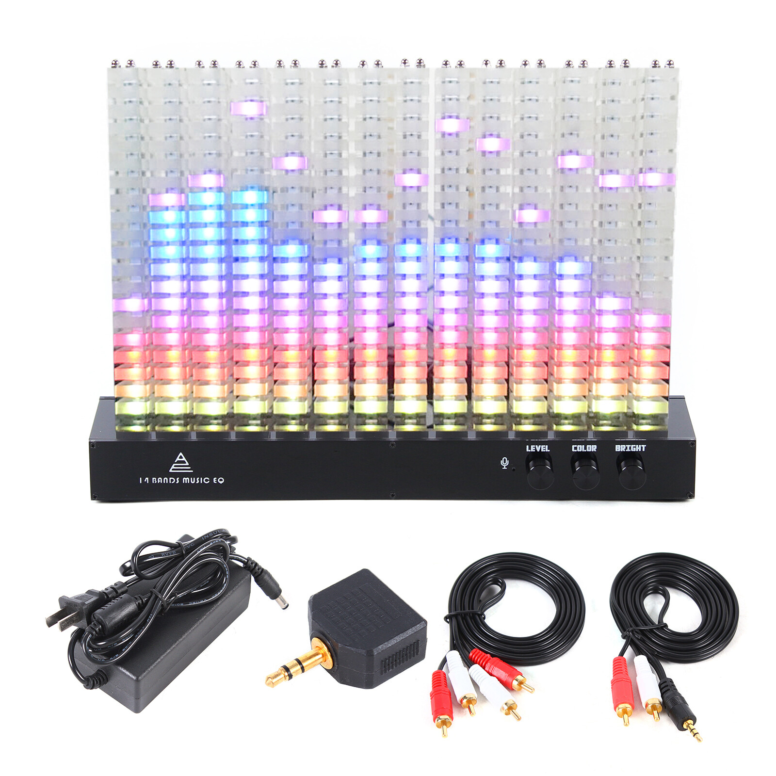 LED Music Spectrum Display Analyzer Stereo Audio Level Indicator 14-Segment 110V