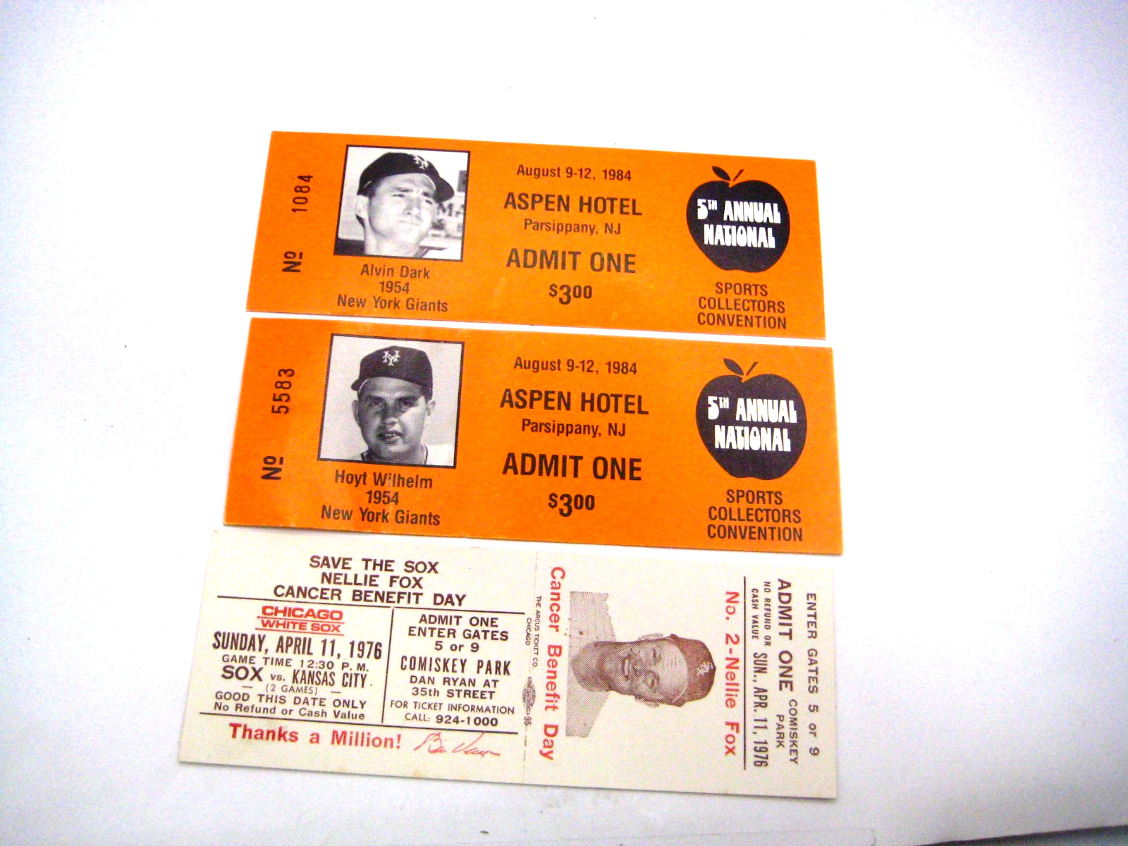 3 EVENT TICKETS NELLIE FOXX CANCER BENEFIT/ALVIN DARK SPORTS CONVENTION