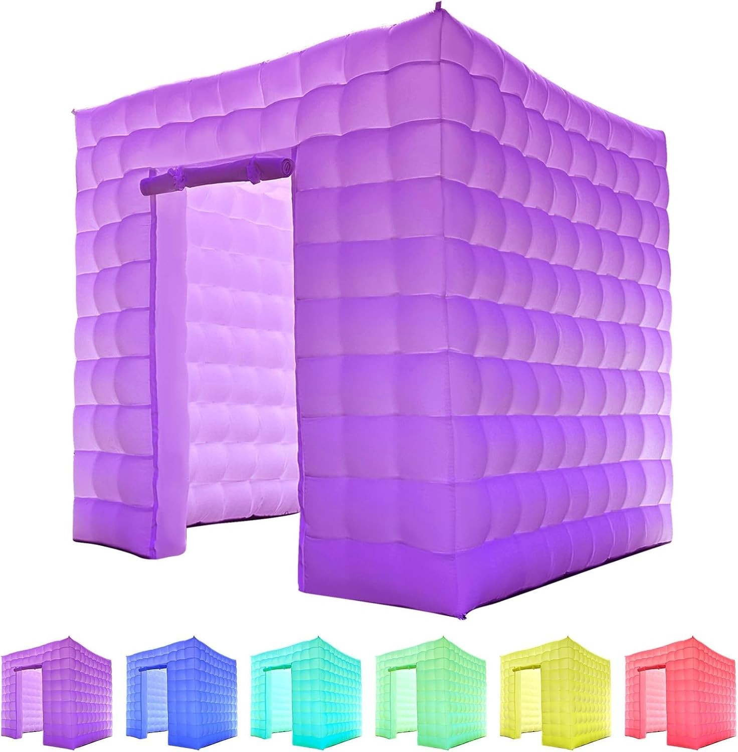 sewinfla 8.2ft Inflatable Photo Booth 16 Color LED with Blower 1 Door White