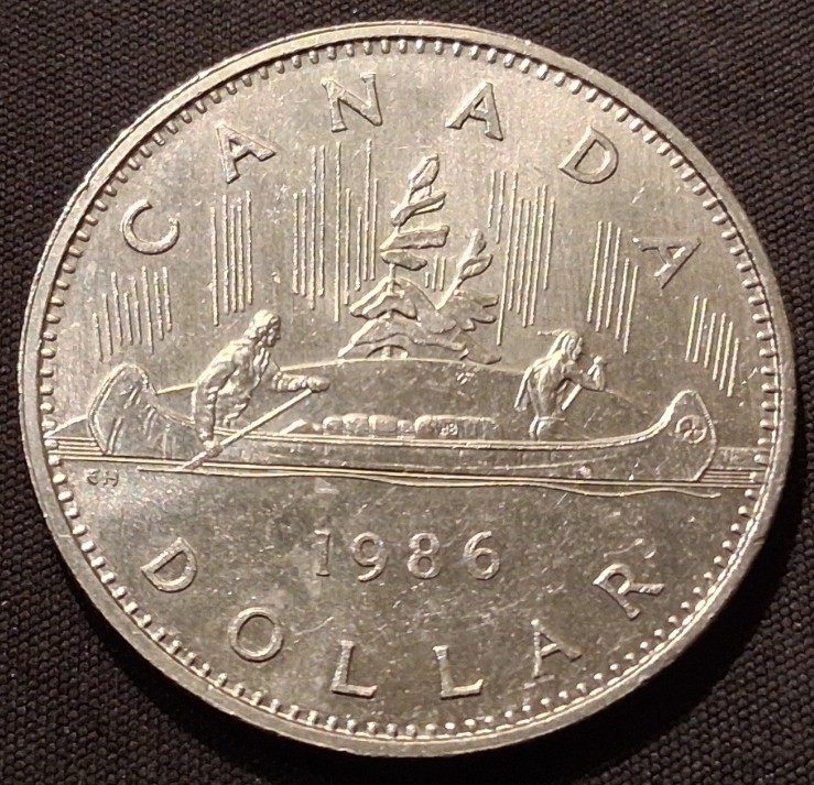 1986 Canada $1 Voyageur Dollar - QE II