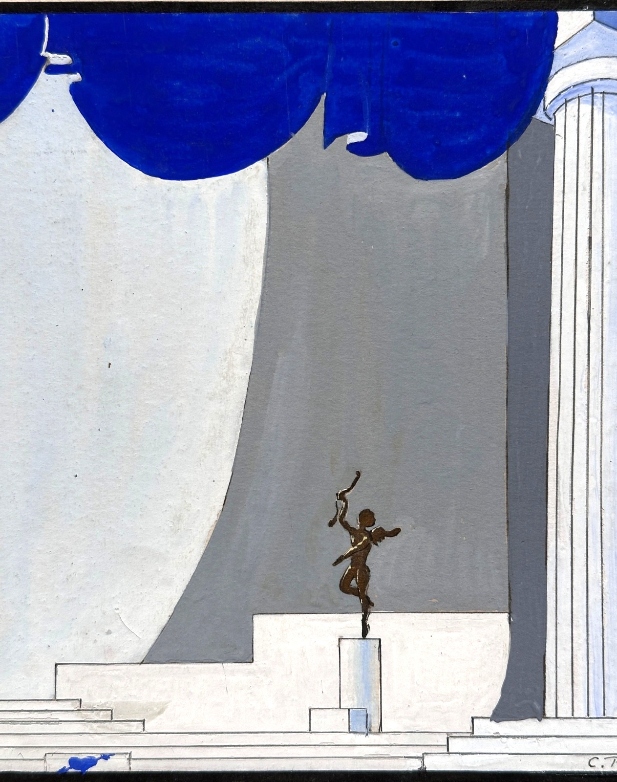 Drawing Antique Scene Of Opera Offenbach La Belle Helen Pattern Claude Perrier 3