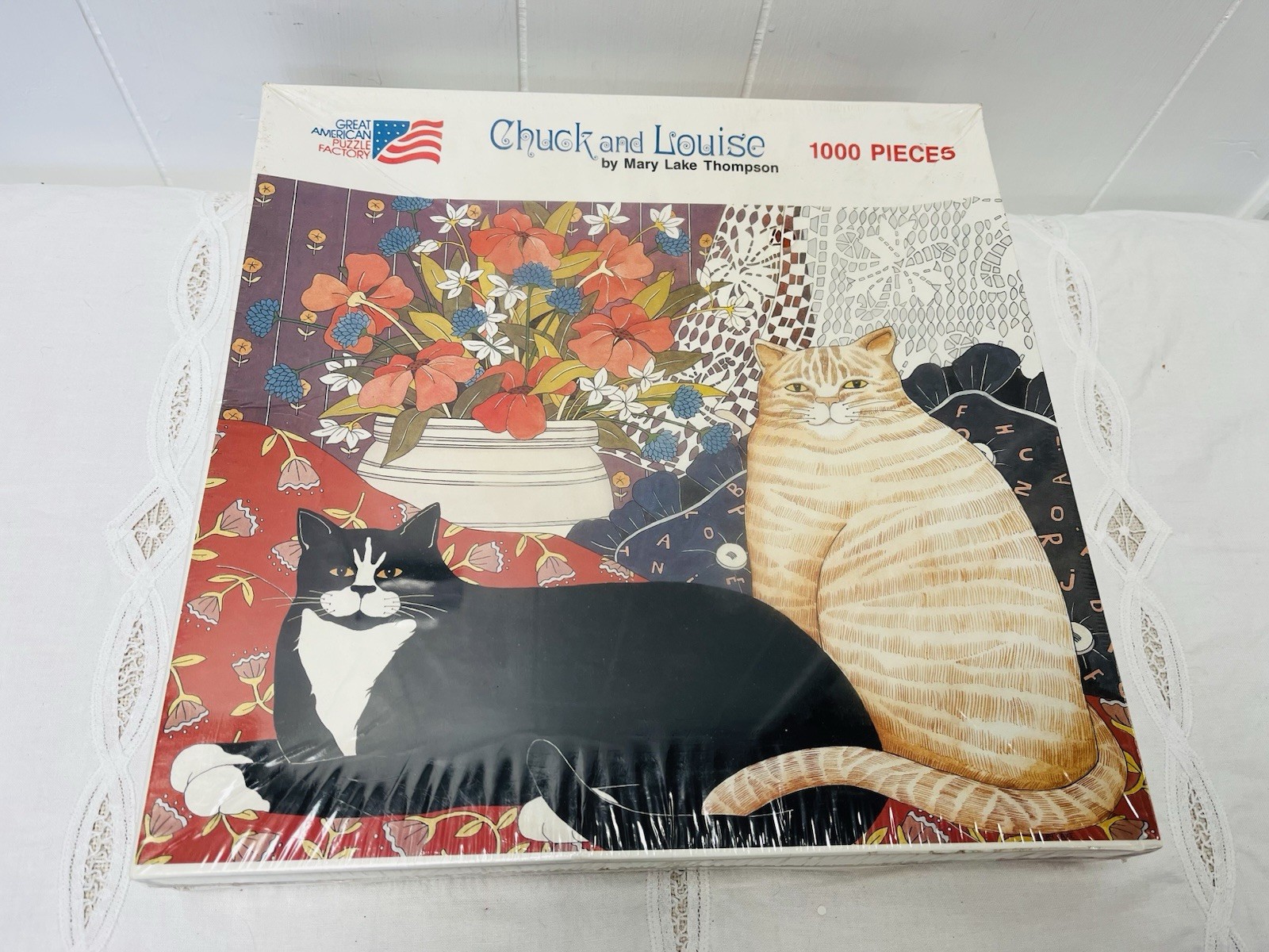 VTG 1987 Chuck and Louise 1000 Piece Jigsaw Puzzle Cats Mary Lake Thompson NOS