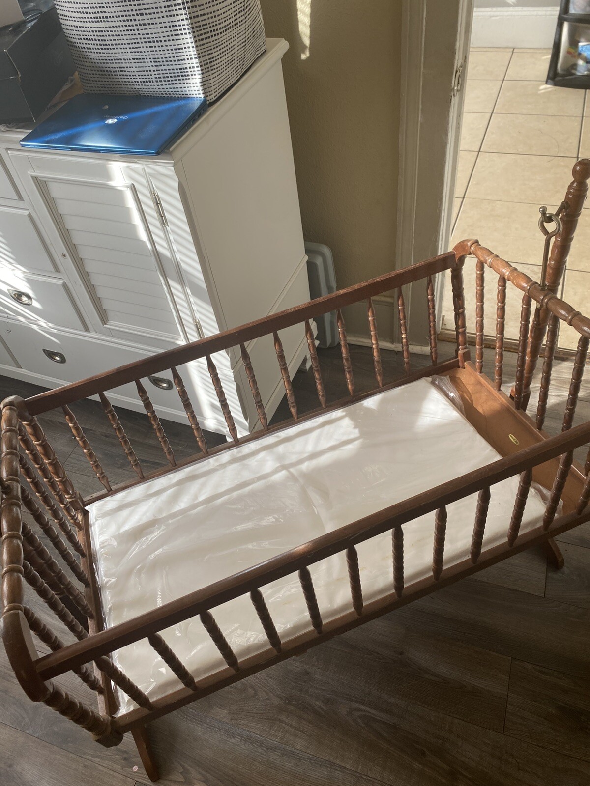 wooden baby cradle