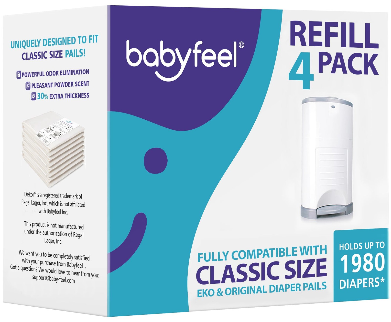 Babyfeel Refills Compatible with DEKOR 4 Count (Pack of 1), Transparent 