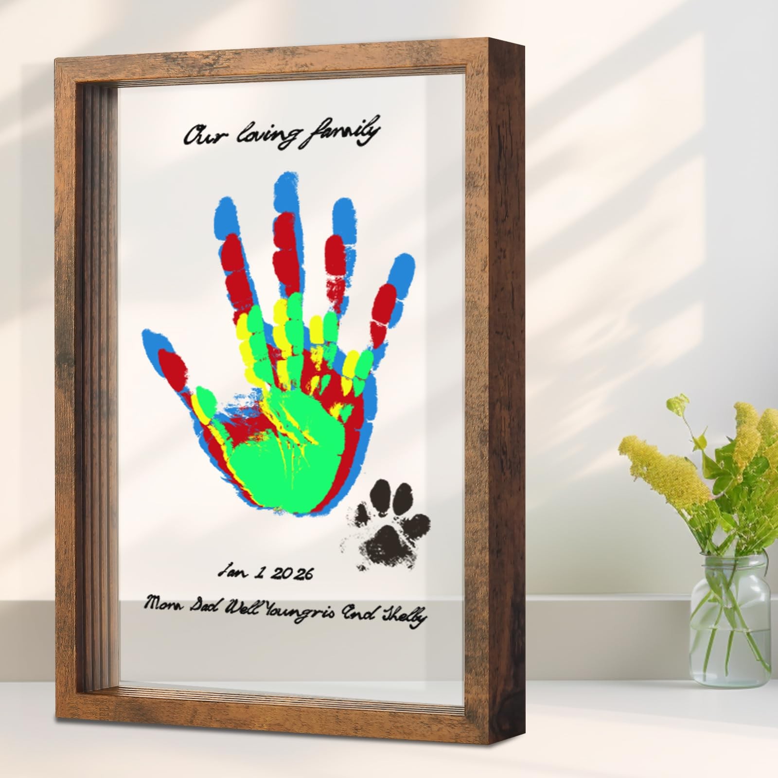 Family Handprint Kit, DIY Craft Keepsake Frame, Personalized Hand Print Ornam...
