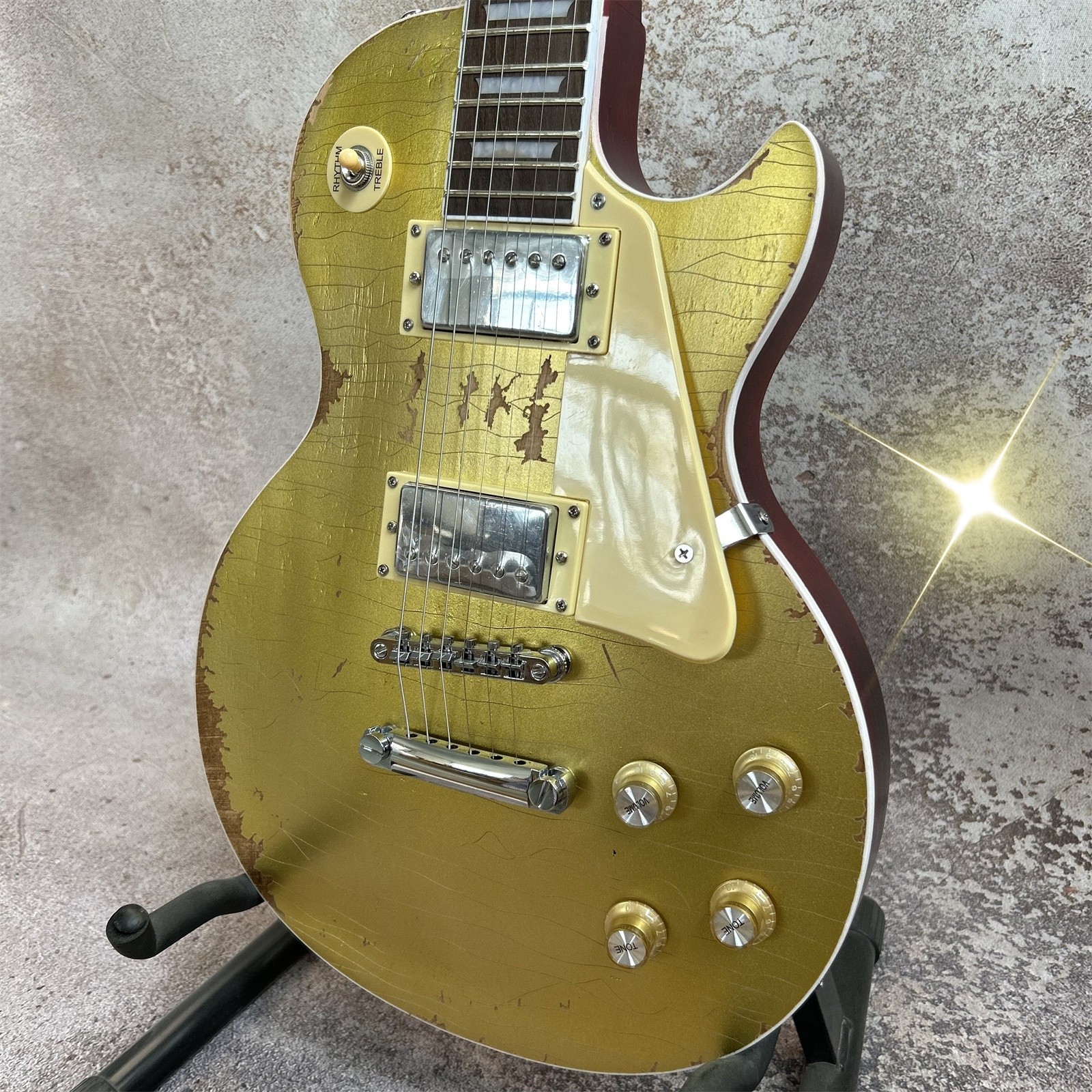 US Warehouse Relic Gold Pink Electric Guitar Mahogany Body HH Pickups