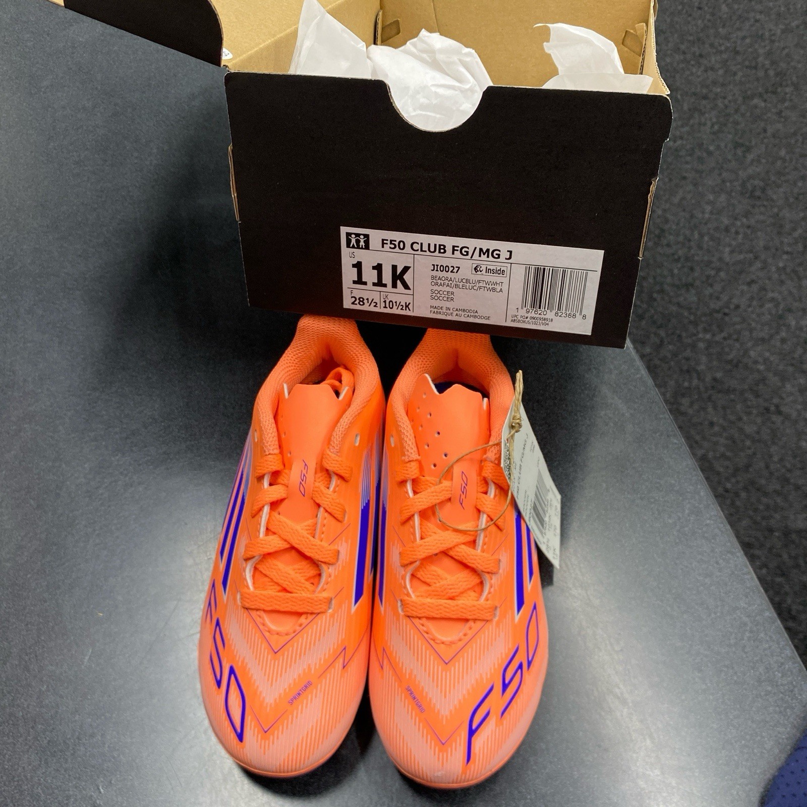 Adidas F50 Club FG/MG Kids Unisex Soccer Cleats Orange US Size 11K