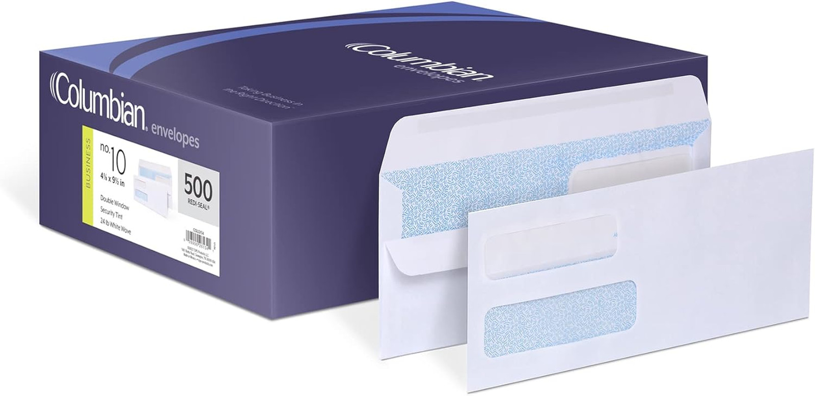 #10 Double-Window Self-Seal Security Envelopes, for Business Statements, Invoice