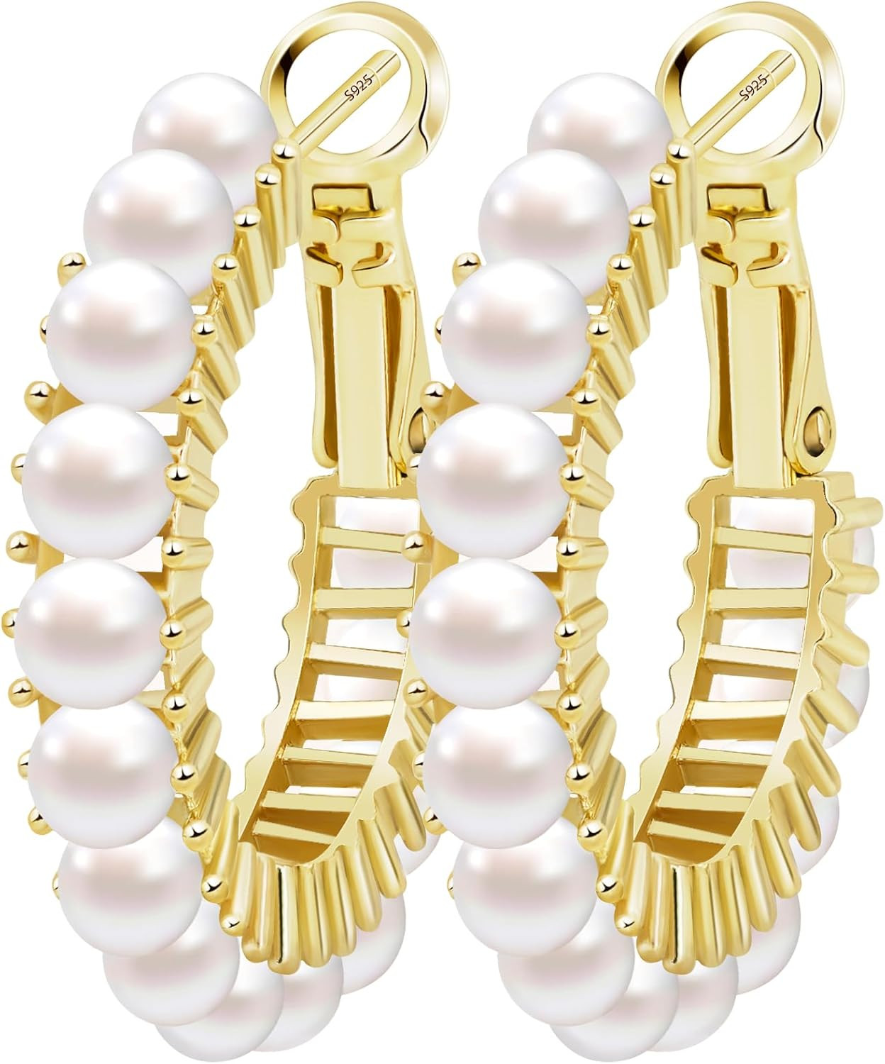 Trendy 14K Gold Plated Hoop Earrings for Women, Chunky Gold/Silver Earrings for 