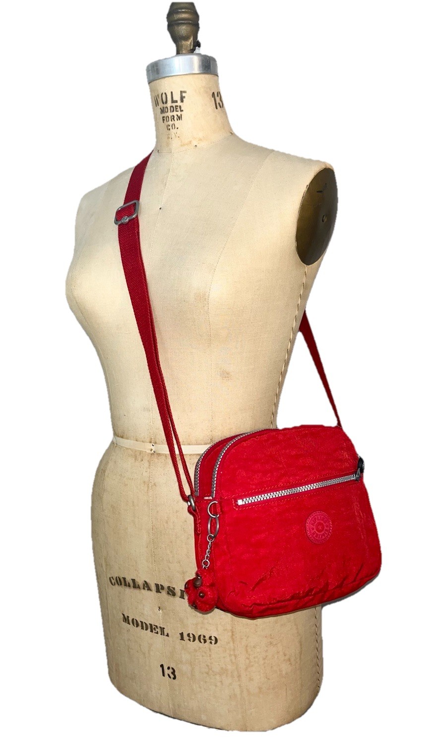 Kipling Red Keefe Small Crossbody Bag Retired Color Purse Monkey Keychain