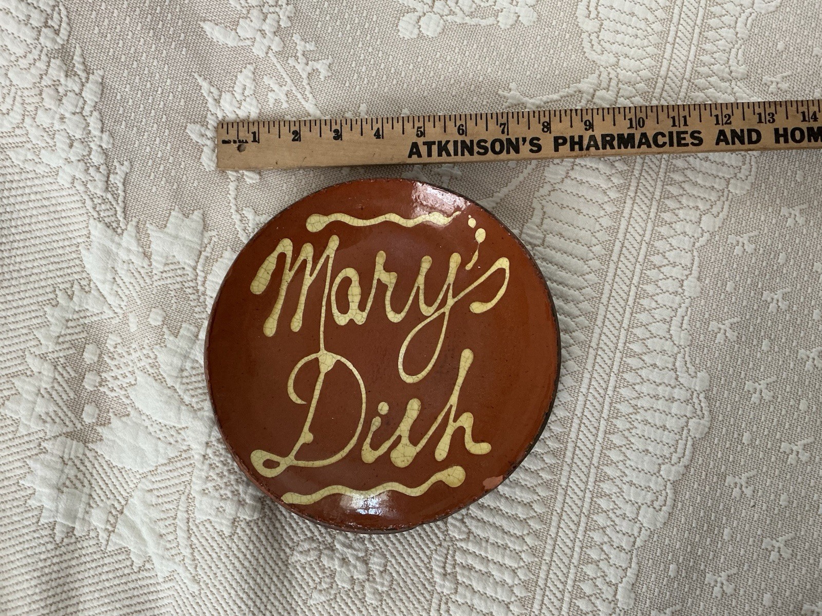 Red ware Pottery Plate, 8”, Signed, Customized With MARY’S DISH.