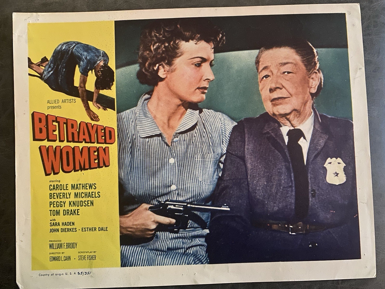 BETRAYED WOMEN 1955 Original Vintage Lobby Card with Beverly Michaels