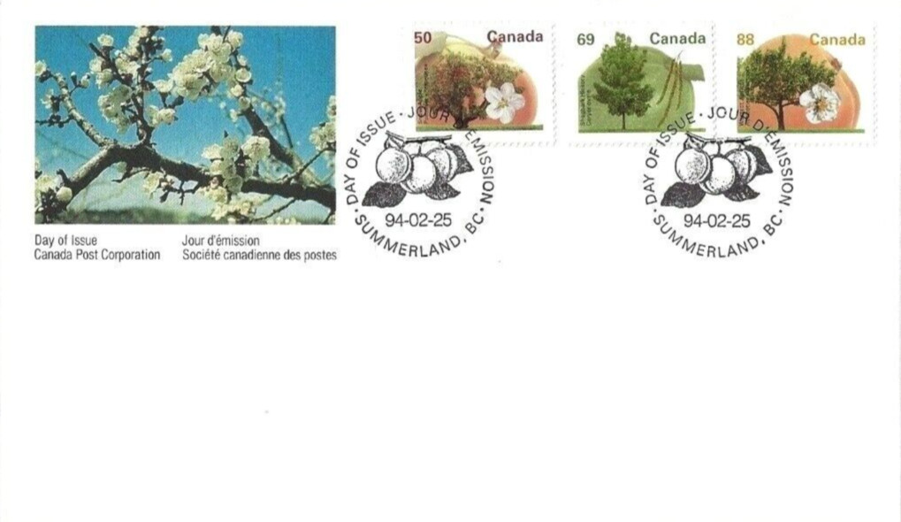 🍁Canada   #1365 - 1373 Combo   "FRUIT TREES"     Fine Used 1994 First Day Cover