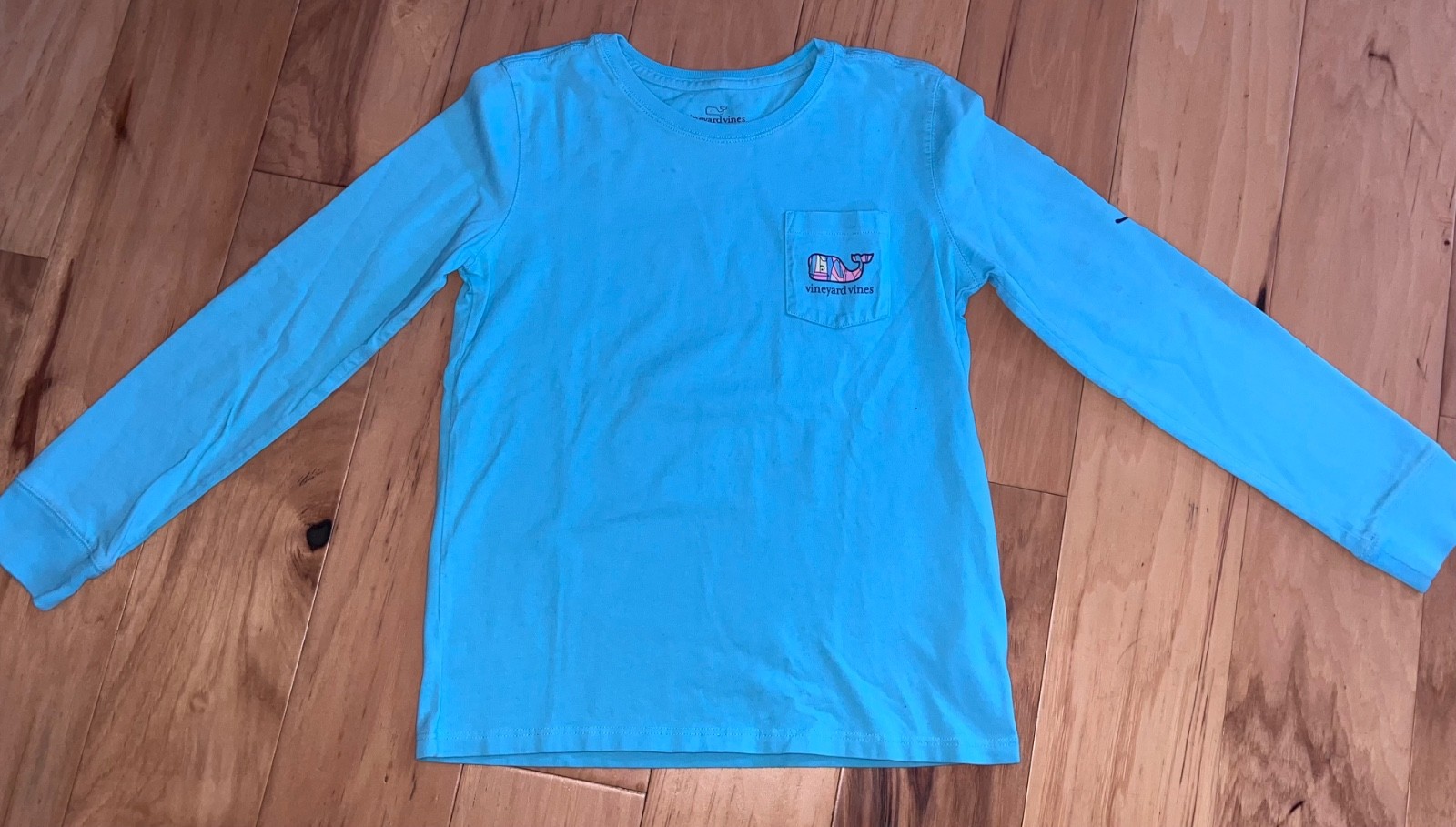 VINEYARD VINES GIRLS TURQUOISE WHALE TEE SHIRT SIZE 8-10 EXCELLENT COND LD9