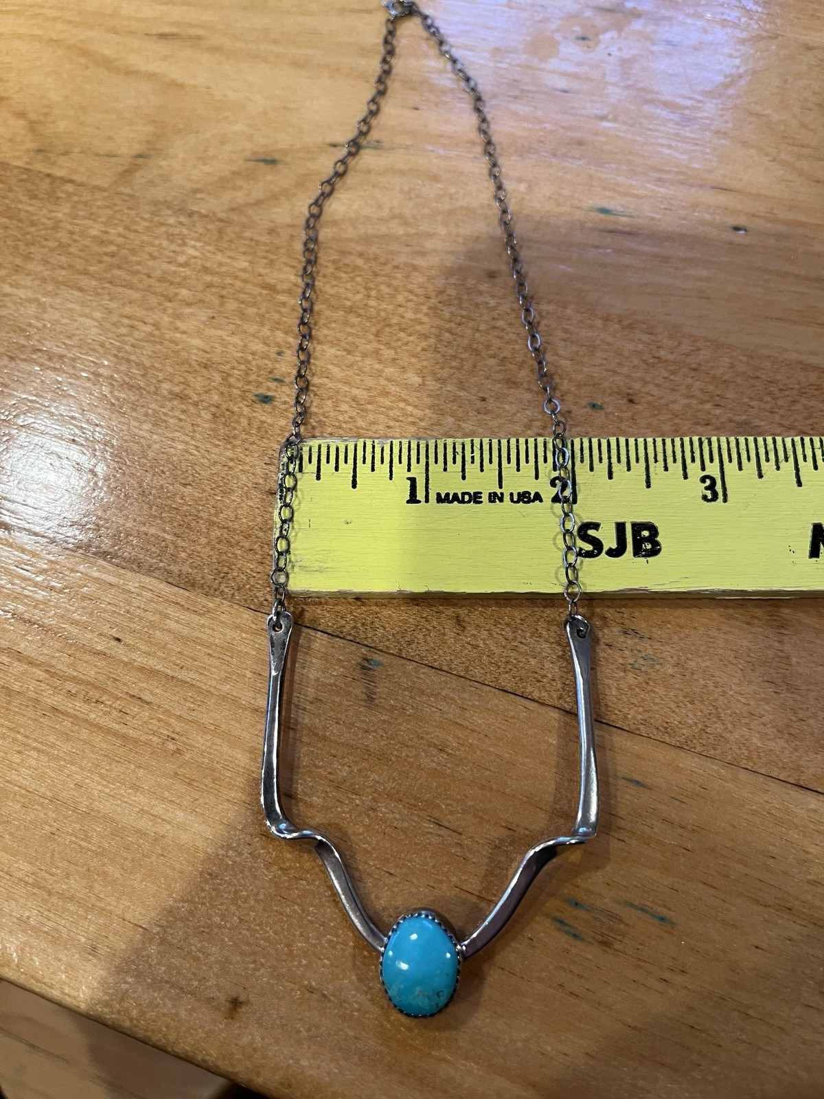 Vintage BT Turquoise Necklace Sterling Silver 925 Modernist Choker 12”