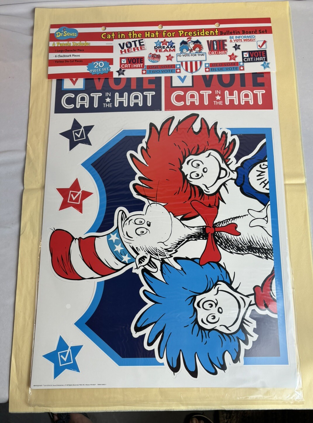 Dr. Seuss/Cat in Hat VOTE Die Cut Bulletin Board Set Eureka School Classroom