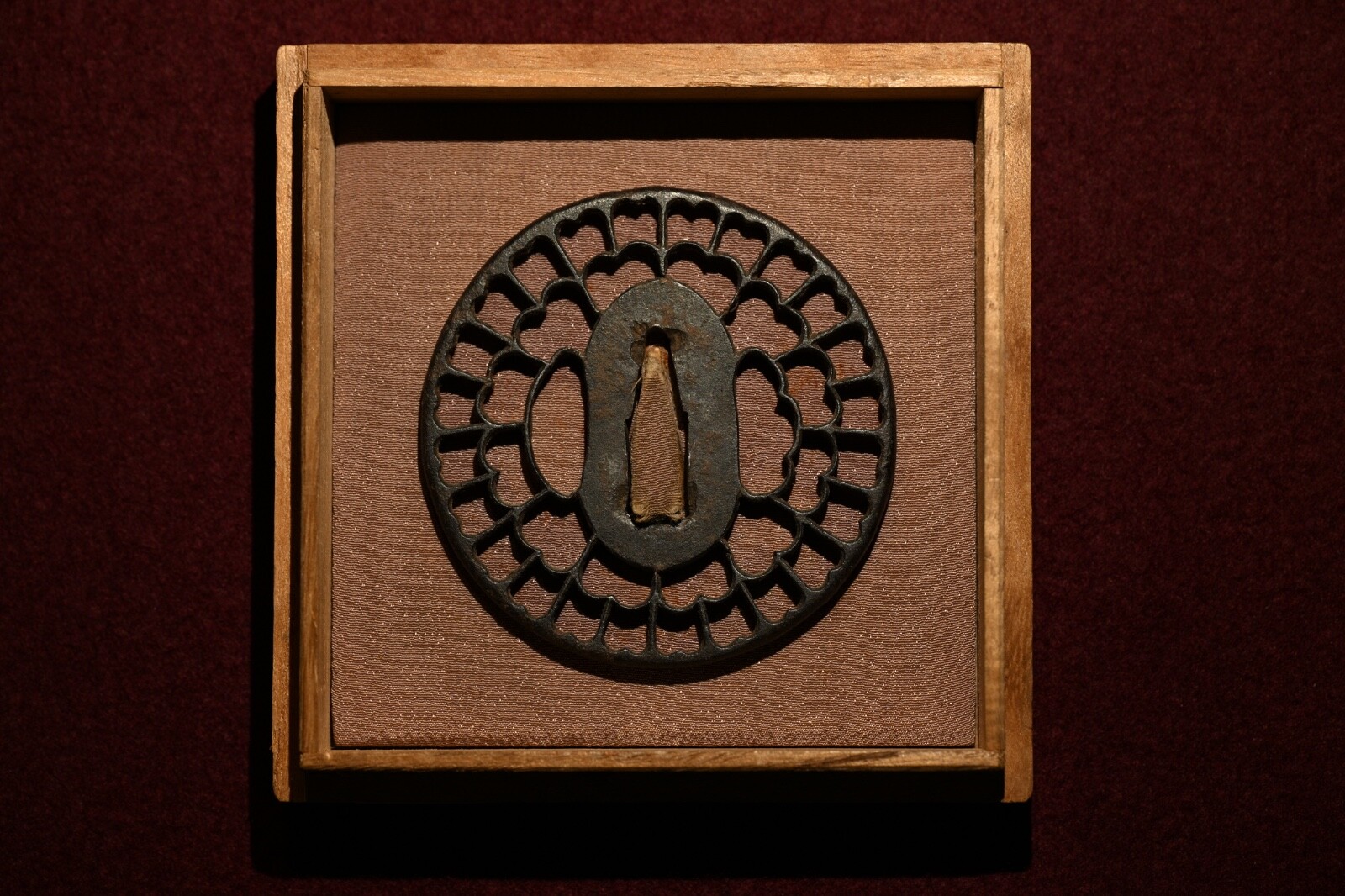 Tsuba Japanese antique iron Mumei chrysanthemum openwork design Edo era