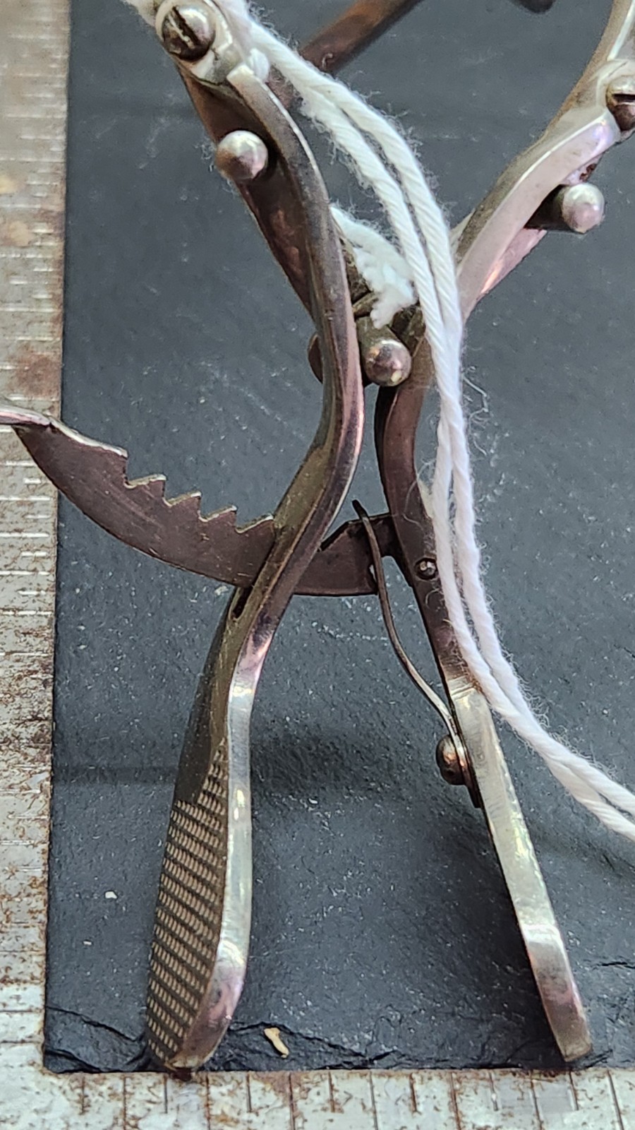 Antique Chrome Mouth Gag Ratchet Surgical Dental ENT Instrument Oddity 