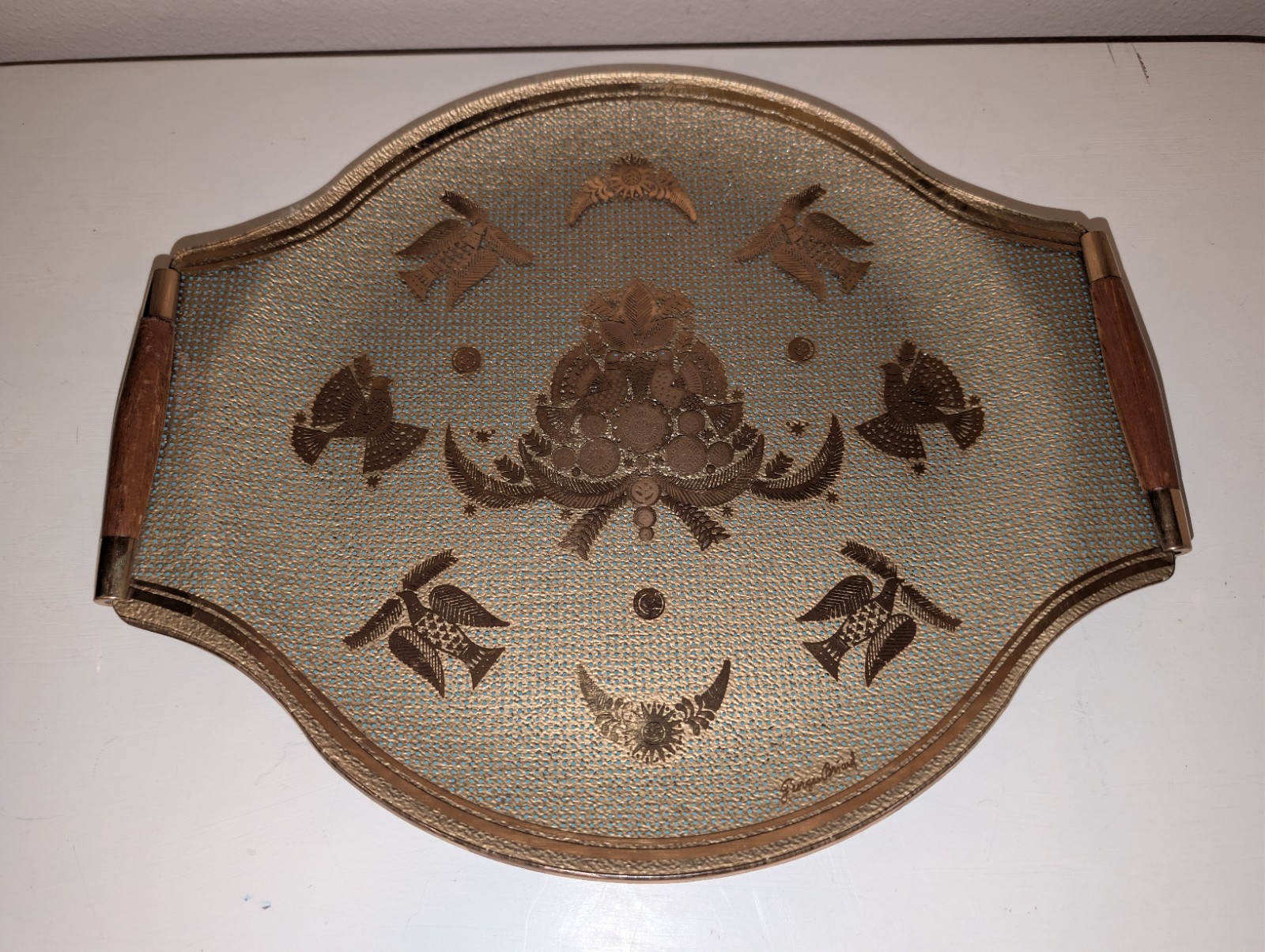 Mid Century Modern~Georges Briard~Serving Tray~Wood & Glass~Sonata Birds~Vintage