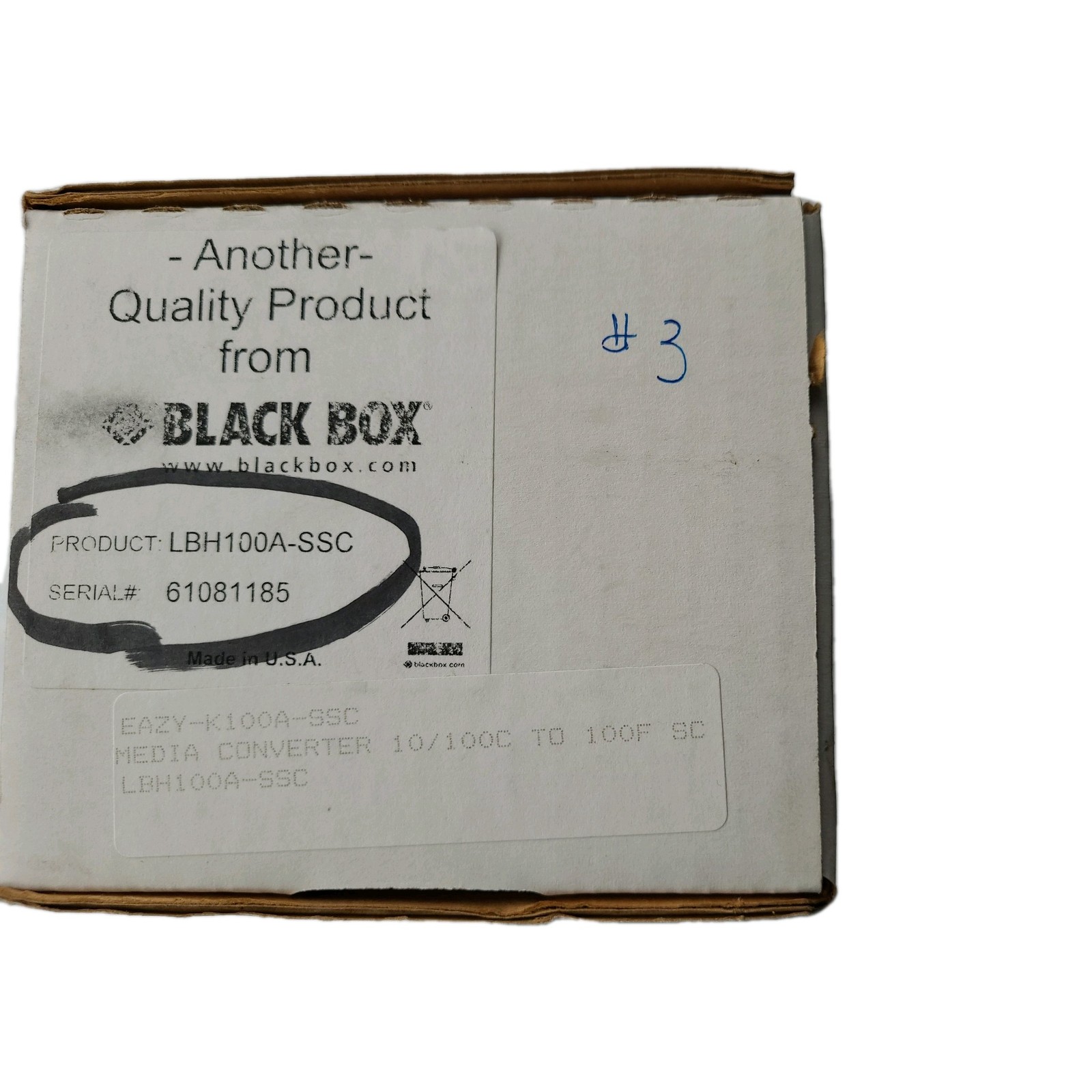 BLACK BOX  LBH100A-SSC Media converter 10/100C to 100F SC 